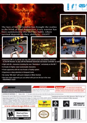 Mortal Kombat- Armageddon box cover back
